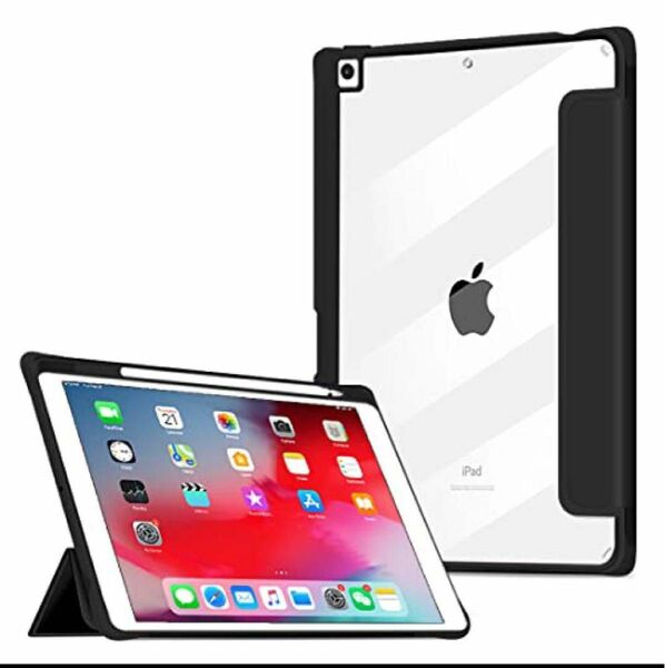 iPadケース10.2インチ第9世代/8世代/第7世代 クリア 透明 iPad 10.2/10.5インチ通用-ブラック
