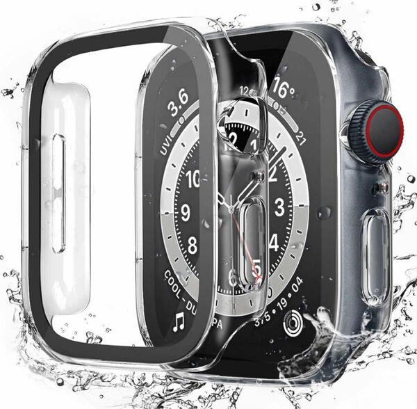 LISAMER 対応 Apple Watch ケース Series 9/8/SE/7/6/5/4 44mm 防水 一体型クリア