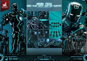 Hottoys 1/6 figure Ironman Mark 4 neon Tec version )[ Powered suit installation machine attaching ] hot toys MMS672komi navy blue iron man