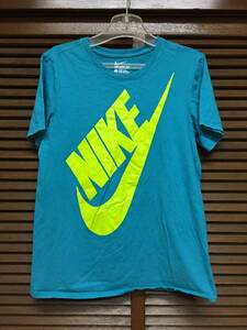 NIKE Tシャツ 大きいロゴ 緑系/黄色 S USED 