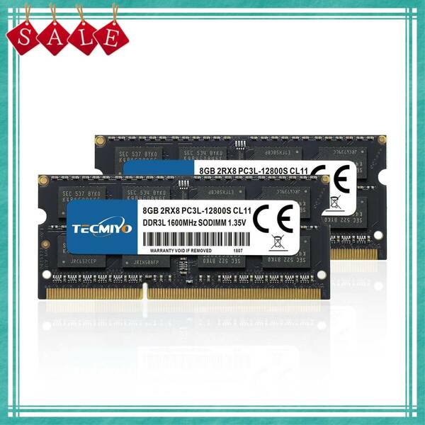 【新着商品】SODIMM 8GB×2枚 CL11 1600MHz 204Pin Non-ECC DDR3L 電圧1.35V ノート
