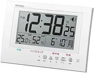 MAG(マグ) 掛け時計 電波時計 デジタル ガードマン 環境目安表示機能付き 温度 湿度 日付 曜日表示 置き掛け兼用 ホワイト