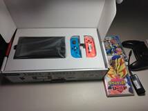 ニンテンドースイッチ ネオンブルー ネオンレッド 旧モデル ポケモンスマブラ ジョイコン LANアダプタ 初期化済 中古品 送料無料 _画像8