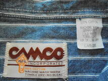 カムコ CAMCO ストライプ 半袖ワークシャツ シャンブレー L -XL ブルー_画像6