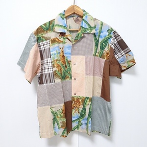 #snc nature Trail NATURE TRAIL PINKHOUSE short sleeves shirt S tea multi check patchwork cactus animal men's [875442]