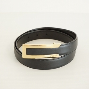 #anzb Gucci GUCCI belt 75*30 black Gold 037*0394*1146 lady's [854201]