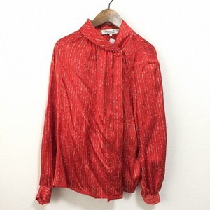 #anc Christian Dior ChristianDior pre ta Porte shirt * blouse M red series total pattern silk Vintage lady's [879186]