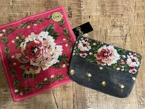 FEILER Feiler * tag equipped * floral print. pretty pouch . handkerchie. 2 point together * flower 