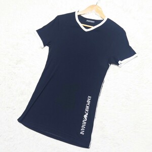 【1円〜】驚異のXXXLサイズ エンポリオアルマーニ Tシャツ リンガー ロゴ ブラック 極美品 フィット感 伸縮性抜群 EMPORIO ARMANI