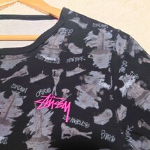 【1円〜】希少柄 STUSSY リバーシブルTシャツ 総柄 ワールド 胸ロゴ ステューシー 胸ロゴ ワールド M_画像2