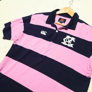 [1 jpy ~] rare L size canterbury ob New Zealand polo-shirt Rugger shirt futoshi border big size CANTERBURY