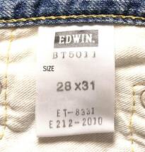 送料900円EDWINエドウィン Blue Trip ブーツカットジーンズ BT5011ハードな擦り洗い加工28インチ76cmカラフルステッチ糸_画像9