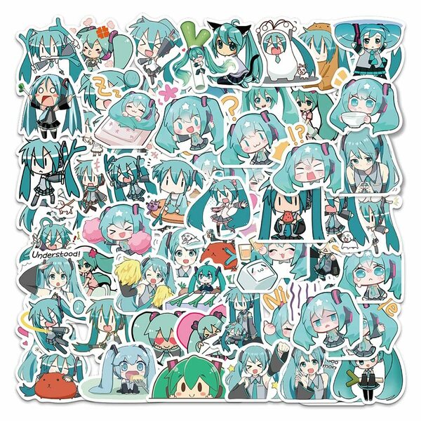 【人気商品】スーツケース 初音ミクシールパック ノートパソコン 防水デカール バイク 65枚入り ヘルメットなど適用 初音ミクステ