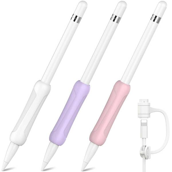 【特価セール】白 第1世代, + Pencil Pencil (Apple 紫 三つセット 滑り防止 握りやすい グリップ + グ