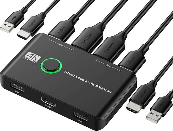 【特価セール】MWIN 4K KVMスイッチ-HDMI KVM切替器 2入力1出力、2台のコンピューター用のUSB HDMIスイッ