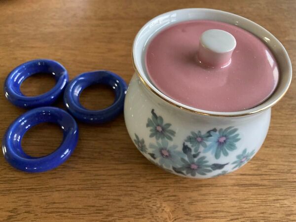 ナルミ 昭和レトロ 花柄 陶器ポット 小物入れ シュガーポット&箸置き3点セット 蓋物 キッチン小物 キッチン雑貨 インテリア小物