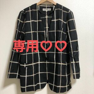 ROSACE格子柄リネン混ノーカラージャケット SHIPS moussy ザラ