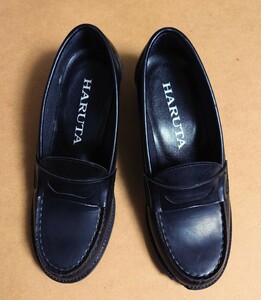  used * Hal ta Loafer heel up black 4603 23.5cm 3E lady's shoes coin school Loafer HARUTA going to school for school shoes with defect 