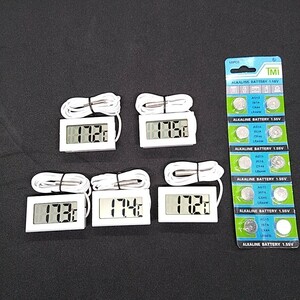 5 piece set LCD digital thermometer aquarium refrigerator aquarium white white with battery free shipping 