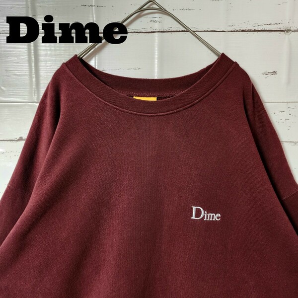 DIME ダイム スウェット 刺繍ロゴ ボルドー ワンポイント ゆるだぼ XL