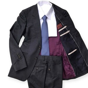 1円~【美品】Paul Smith ポールスミス スーツ セットアップ 上下セット サイズM ダークグレー ストライプ ビジネス フォーマル