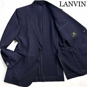 [ almost unused ] illusion * rare L*LANVIN Lanvin [ lustre feeling . feather woven .] top class Kiyoshi . solid en Boss dent convex form memory stretch tailored jacket ultimate dark blue 