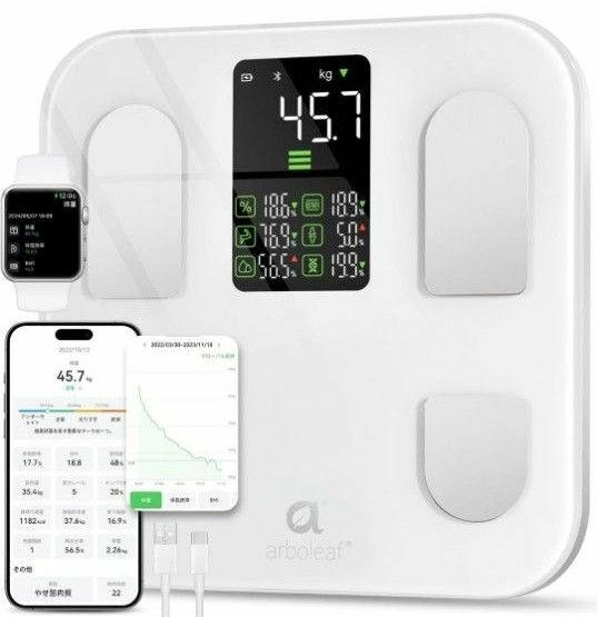 arboleaf 体重計 2024最新 体脂肪計・体組成計 スマホ連動 Bluetooth対応 Smart Scale Pro