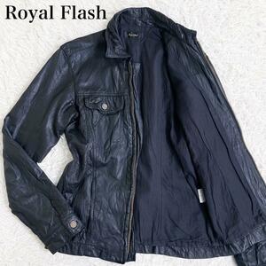 極美品 Royal Flash ロイヤルフラッシュ 　ラムレザー　羊革　シングルライダースジャケット　M　ブラック黒