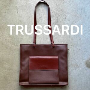 【TRUSSARDI】トラサルディ 本革 スクエアショルダーバッグ ブラウン