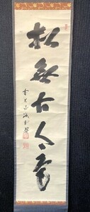 【真作】大徳寺 三玄院 藤井誡堂 一行書「松無古今色」紙本共箱 検)墨蹟/掛け軸/茶掛け/茶道具/臨済宗/京都禅語 春 竹