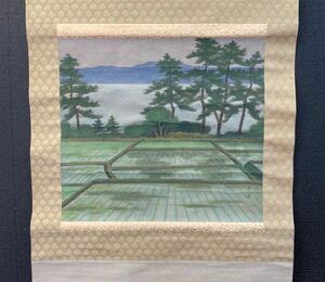 【模写】木下青陽「田植え時図」紙本箱付 西山翠嶂師事 滋賀の人大毎展 日展 文展入選 検)書画/掛け軸/山水/日本画/花鳥/風景/水墨/