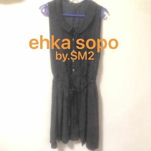 ehka sopo 黒 小花柄 膝丈 ワンピース