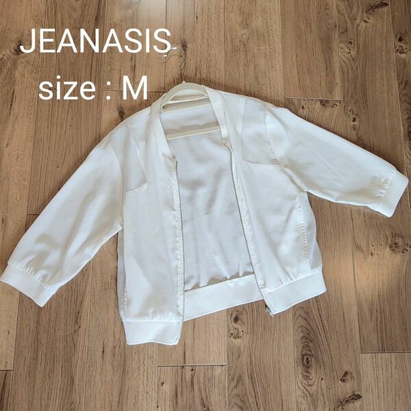 JEANASIS 【訳あり特価】シースルー　カーディガン　七分袖　ショート丈　白　Mサイズ　 ジャケット　 ブルゾン　ジーナシス