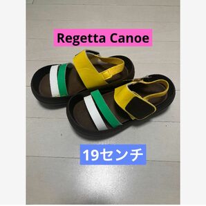 【新品】Regetta Canoeリゲッタカヌー　キッズサンダル19センチ　フェイクレザーサンダル　ブラウン　バックベルトサンダル