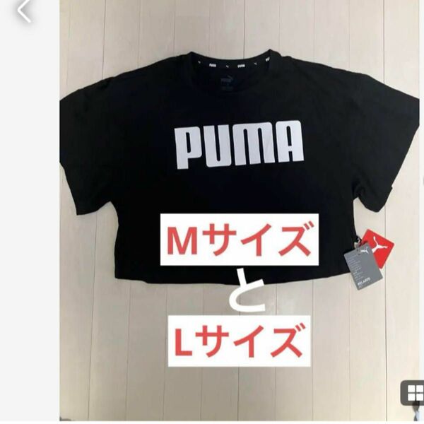 プーマPUMA レディースTシャツ　ショート丈　ダンス　ヨガ　M or L 黒 半袖 Tシャツ 半袖Tシャツ プリント