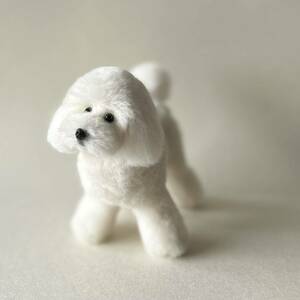  wool felt dog toy poodle white mascot hand made soft toy miniature 