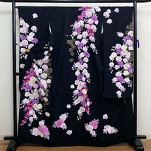 着物月花　金彩　刺繍　可憐な薔薇　振袖　正絹　金銀糸　ki1570_画像3