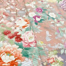 着物月花　東京手描き友禅　現代の名工　安達雅一　金彩　金駒刺繍　可憐な花　振袖　正絹　金糸　共八掛　ki1578_画像9