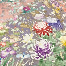 着物月花　東京手描き友禅　現代の名工　安達雅一　金彩　金駒刺繍　可憐な花　振袖　正絹　金糸　共八掛　ki1578_画像7