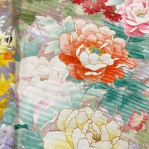 着物月花　東京手描き友禅　現代の名工　安達雅一　金彩　金駒刺繍　可憐な花　振袖　正絹　金糸　共八掛　ki1578_画像5