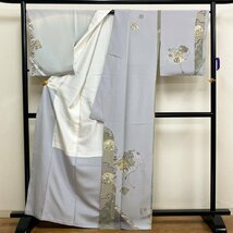 着物月花　作家物　金駒刺繍　雪輪　源氏香　小花　訪問着　正絹　金糸　共八掛　ki1585_画像5