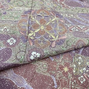 着物月花　総刺繍　蘇州刺繍　仙頭刺繍　華文様　本場大島紬　訪問着　未使用品　正絹　伝統工芸品　ki1591