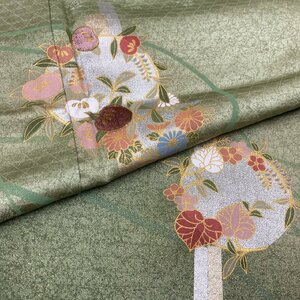 着物月花　金彩　刺繍　品のある花　訪問着　未使用品　正絹　金糸　ki1605