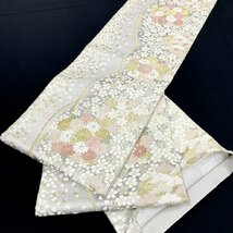 着物月花　唐織　品のある花　袋帯　六通柄　正絹　金銀糸　ob1674_画像2