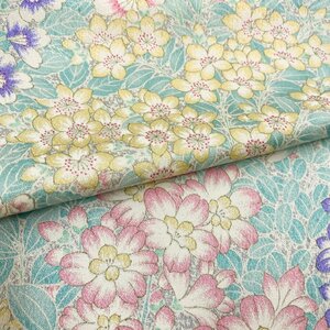  kimono month flower possible .. flower fine pattern silk ki1658