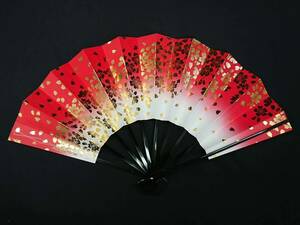 【BL】扇子　赤天ぼかし　金箔桜　赤　金　白　未使用　舞扇子　日本舞踊　大衆演劇　和小物　舞台