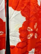 【JK37】振袖長襦袢　鶴　花　襦袢　和服　和装　成人式　礼服　赤　白　着物　着付け小物　_画像7
