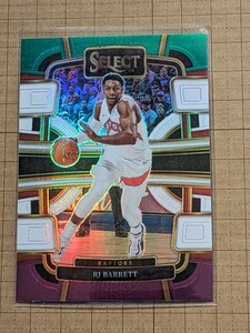 RJ・バレット【NBA 2023-24 PANINI SELECT BASKETBALL】RJ BARRETT #1 ベース コンコース 緑/白/紫のプリズム