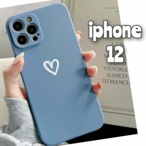 iPhone12 iPhoneケース iphoneカバー ブルー ハート おしゃれ かわいい くすみカラー ソフトケース