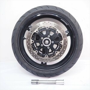 GSX-R1000 JS1GT74A722100 02年外し純正フロントホイール ディスクローター アクスルシャフトGSXR1000 GT74A 01-02年 K1K2